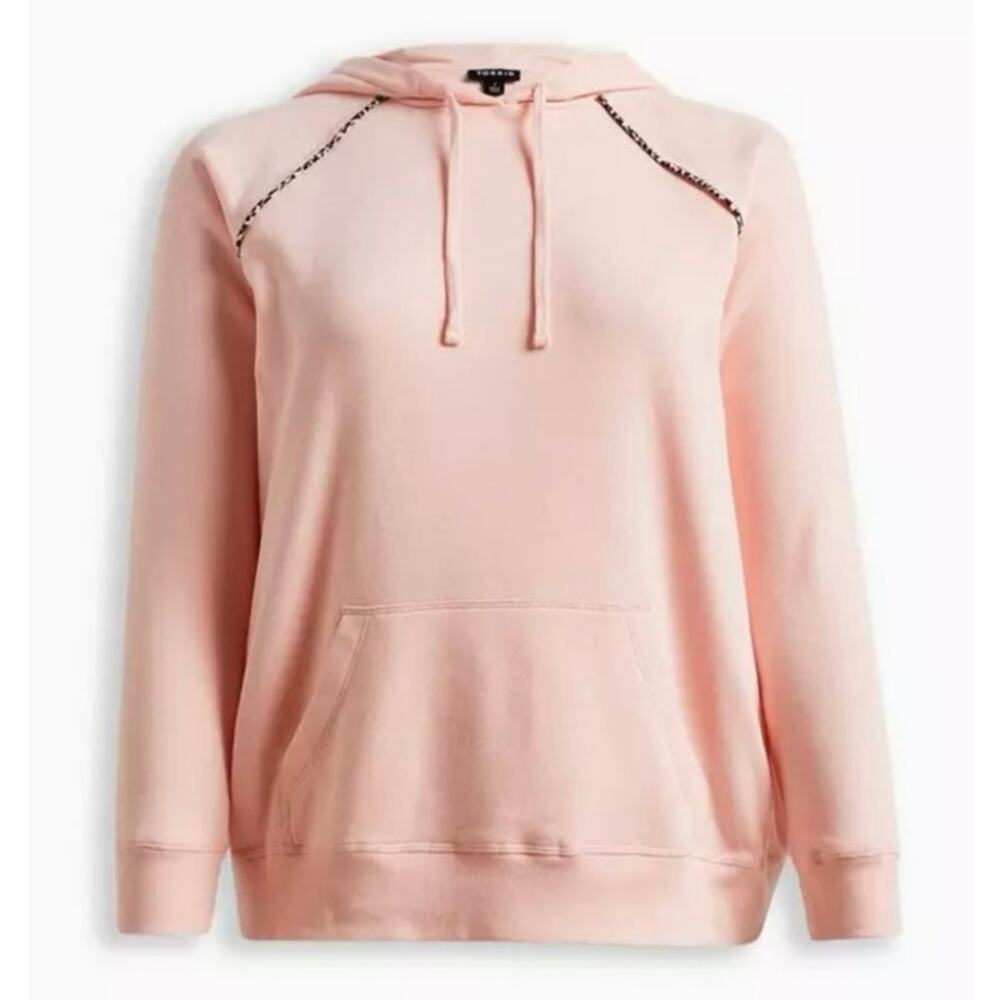 Torrid Classic Fit Cozy Fleece Pink Cheetah Raglan Hoodie
